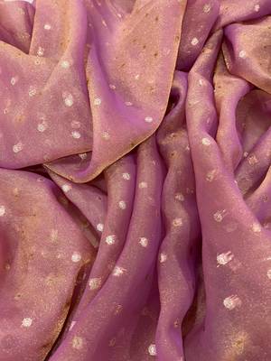 Onion Pink Color Jari Woven Butti Work Moss Silk Saree 5