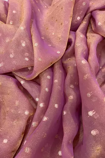 Onion Pink Color Jari Woven Butti Work Moss Silk Saree