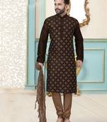 Coffee designer festive wear dupion silk kurta-pajama