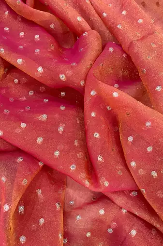 Peach Color Jari Woven Butti Work Moss Silk Saree