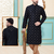 Black designer festive wear dupion silk kurta-pajama