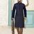 Navy blue designer festive wear dupion silk kurta-pajama