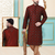 Red designer festive wear dupion silk kurta-pajama