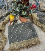 Blue Color Jari Woven Butti Work Moss Silk Saree