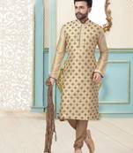 Cream designer festive wear dupion silk kurta-pajama