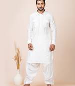 White designer festive wear viscose pathani-suits