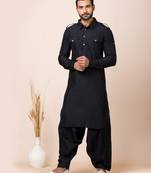Black designer festive wear viscose pathani-suits