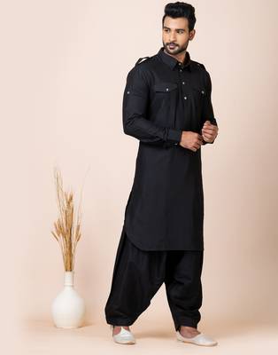 Black designer festive wear viscose pathani-suits 2