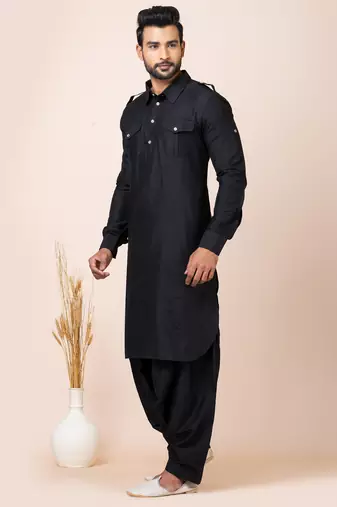 Black designer festive wear viscose pathani-suits