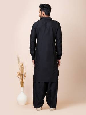 Black designer festive wear viscose pathani-suits 4