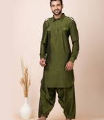 Green designer festive wear viscose pathani-suits