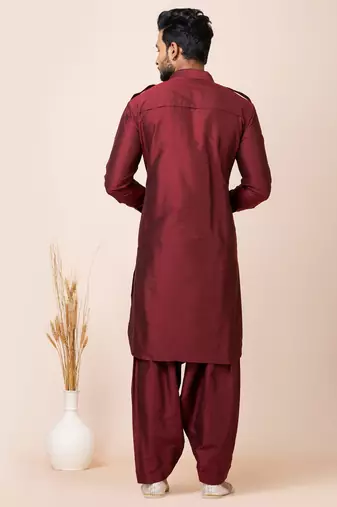 Maroon designer festive wear viscose pathani-suits