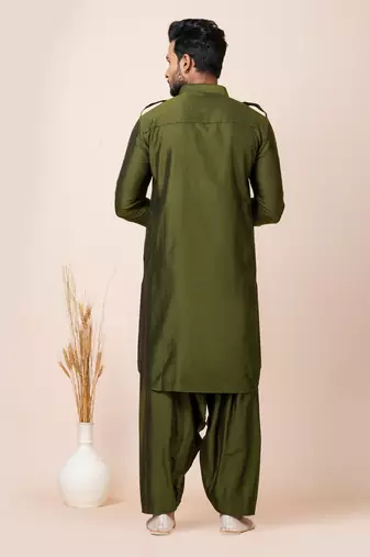 Green designer festive wear viscose pathani-suits