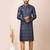 Navy blue designer festive wear jacquard kurta-pajama