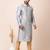 Grey designer festive wear cotton silk kurta-pajama