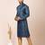 Navy blue designer festive wear jacquard kurta-pajama
