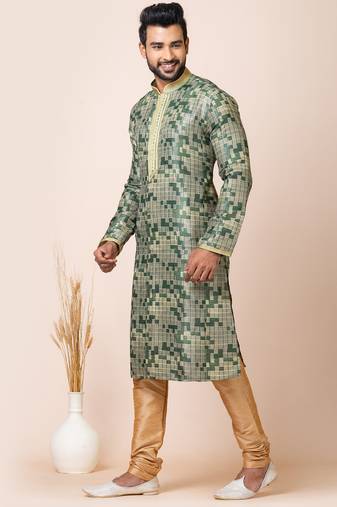 Multicolor designer festive wear jacquard kurta-pajama