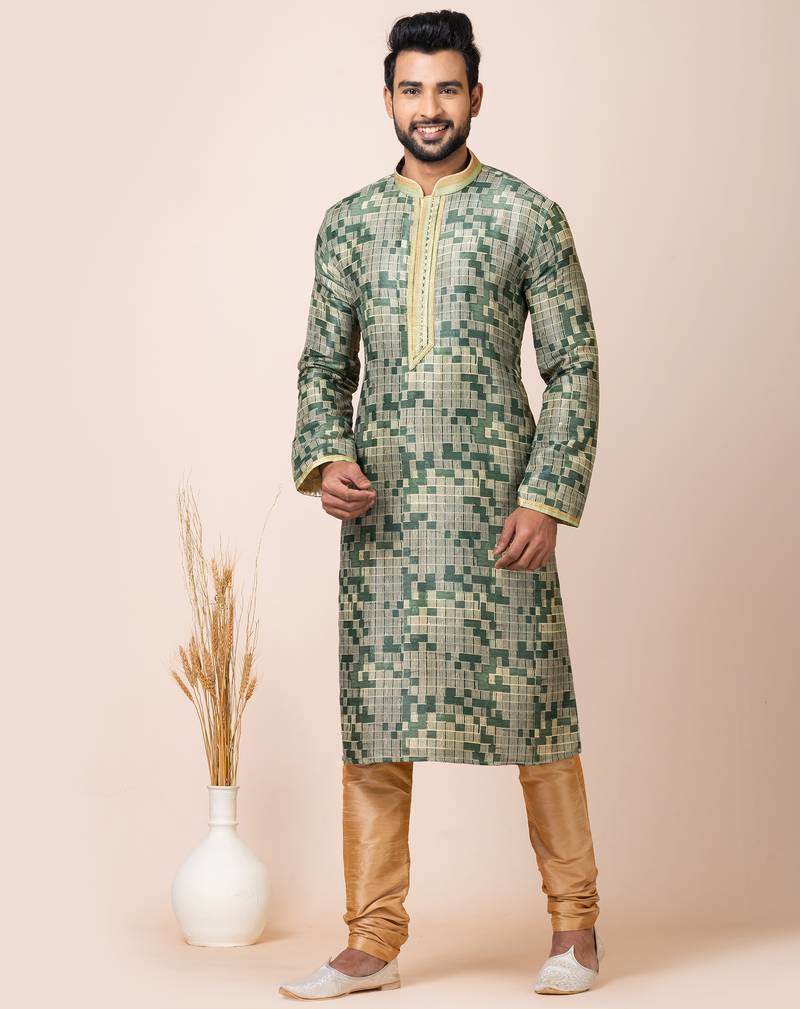 Multicolor designer festive wear jacquard kurta-pajama