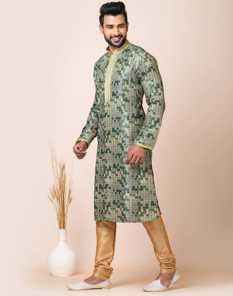 Multicolor designer festive wear jacquard kurta-pajama