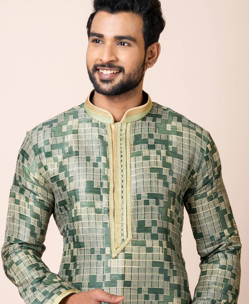 Multicolor designer festive wear jacquard kurta-pajama