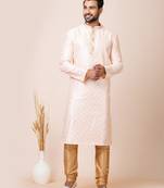 Cream designer festive wear jacquard kurta-pajama