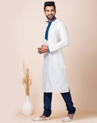 White designer festive wear viscose kurta-pajama 2