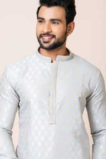 Grey designer festive wear jacquard kurta-pajama