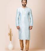 Sky blue designer festive wear jacquard kurta-pajama