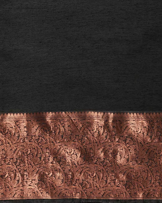 black silk blend banarasi saree with unstitched blouse piece 4