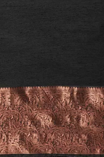 black soft art silk banarasi jacuard work designer party wear saree with unstitched blouse piece