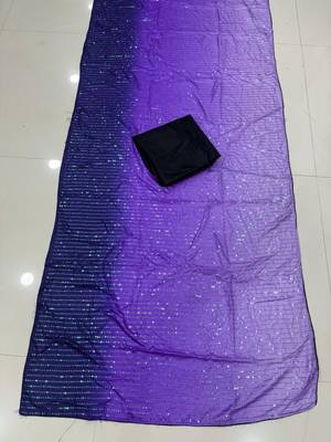 Purple Color Digital Print And Heavy Sequins Work art silk saree 3