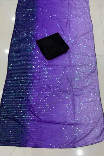 Purple Color Digital Print And Heavy Sequins Work art silk saree