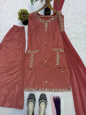 brown silk ethnic suit set for women 4