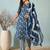 Dark blue floral print cotton blend straight kurta with pant & dupatta ethnic wear set