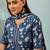 Dark blue floral print cotton blend straight kurta with pant & dupatta ethnic wear set