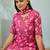 Pink floral print cotton blend straight kurta with pant & dupatta ethnic wear set