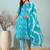 Sky blue floral print cotton blend straight kurta with pant & dupatta ethnic wear set