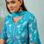 Sky blue floral print cotton blend straight kurta with pant & dupatta ethnic wear set