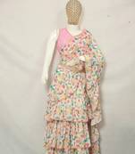 Pink Printed Dots Print Designer Saree Set