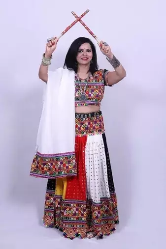 Multicolor Plain Mirror Work Designer Free Size Lehenga Choli Set