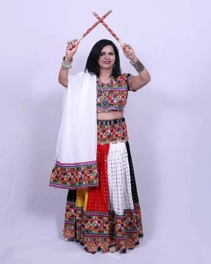 Multicolor Plain Mirror Work Designer Free Size Lehenga Choli Set