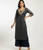 Navy blue georgette embroidered kurta sets