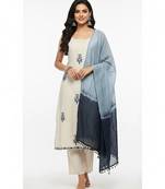 Beige cotton embroidered kurta sets