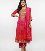 Pink art silk embroidered kurta sets