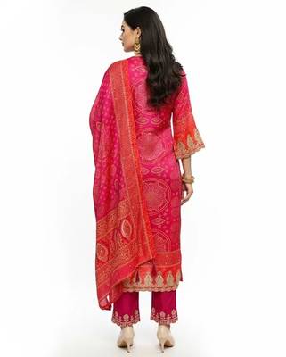 Pink art silk embroidered kurta sets 2