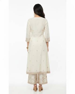 White cotton embroidered kurta sets 2