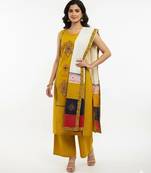 Yellow cotton printed kurta sets