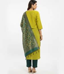 Yellow blended embroidered kurta sets