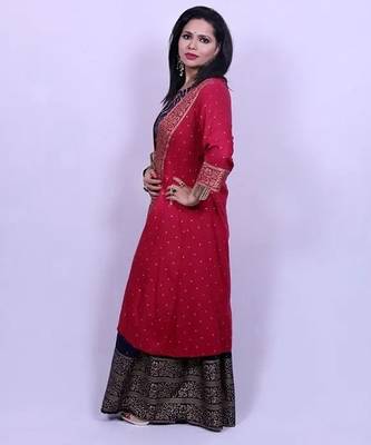 Blue viscose rayon solid kurta sets 3