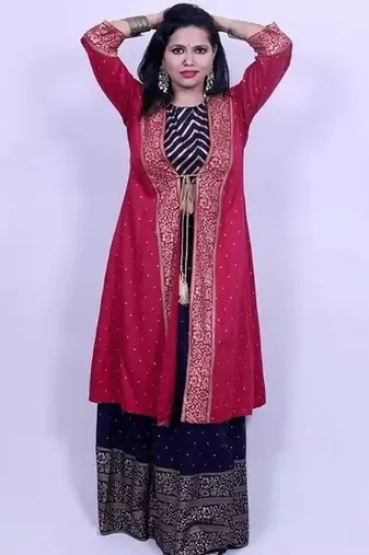 Blue viscose rayon solid kurta sets